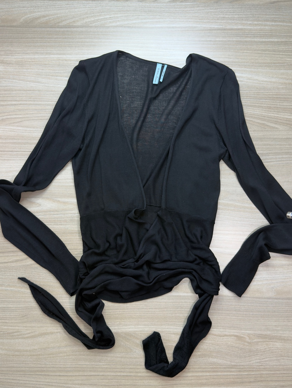 Guess by Marciano Women's Sweater Black Size M Tie Waist Lightweight Wrap Top